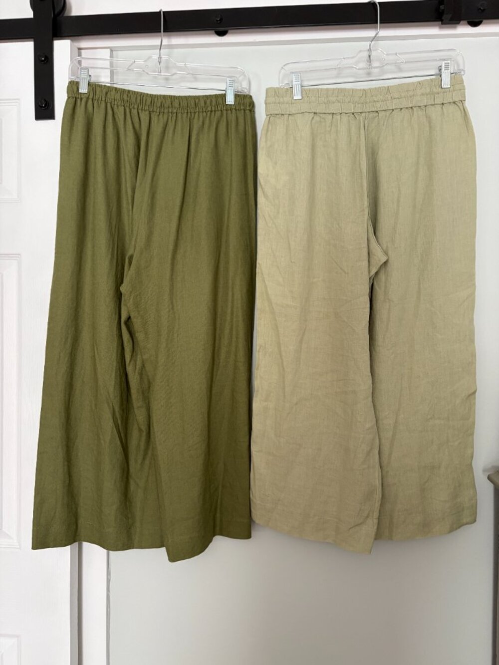 two linen and linen/rayon blend cropped pants (size 8/8P) Max Studio/JCrew - Picture 2 of 8